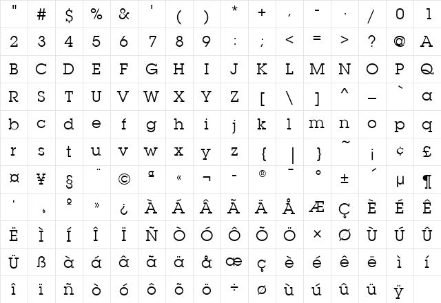 LubalinGraphITC Book  glyph index