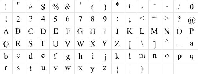 AL Scratched Regular  glyph index