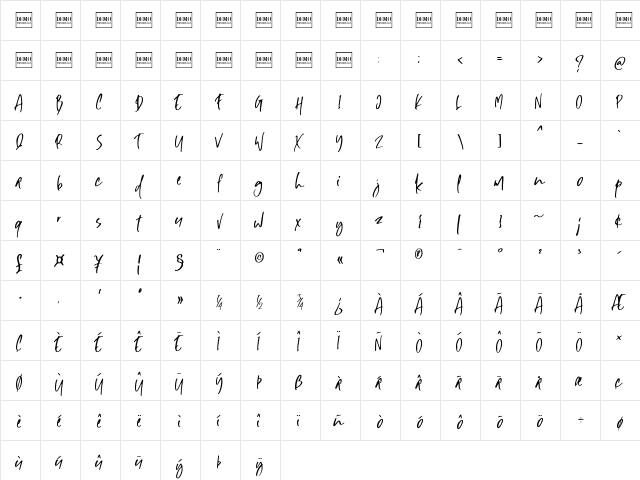 Gaspol Remblong Regular  glyph index