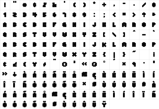 Shipflat Regular  glyph index