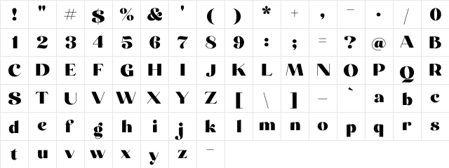 Carneys Gallery Demo Version Regular  glyph index