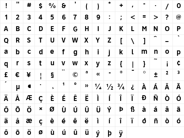 ClearviewHwy-4-B Regular  glyph index