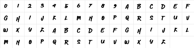 Brieston Regular  glyph index