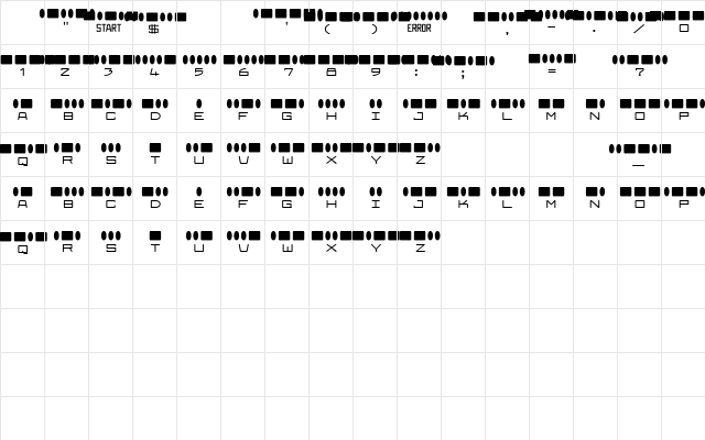 Radios in Motion Regular  glyph index