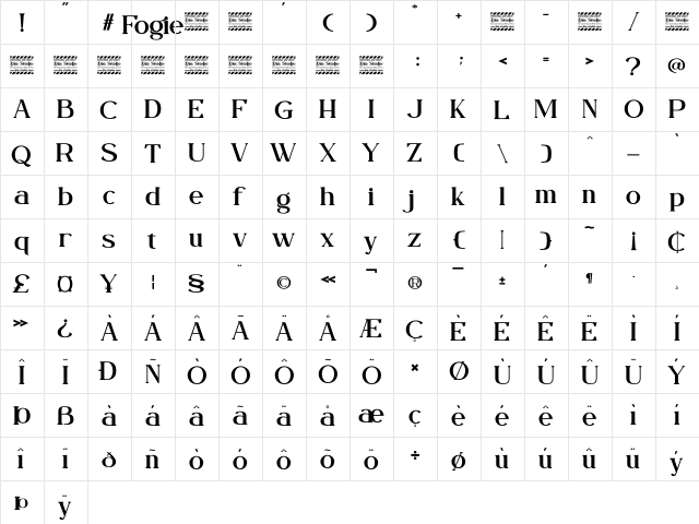 Fogie Personal Use Regular  glyph index