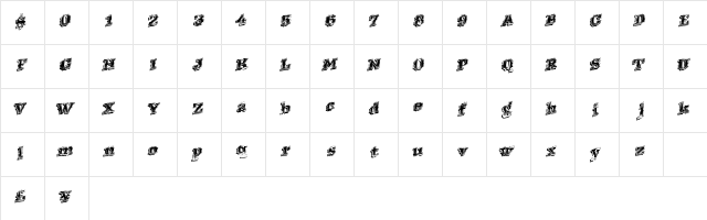 WesternRacing Regular  glyph index