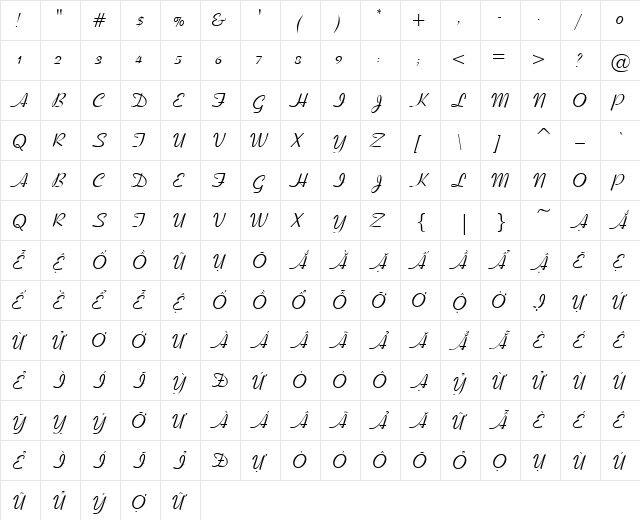 VI Hoang Mai Hoa Normal  glyph index