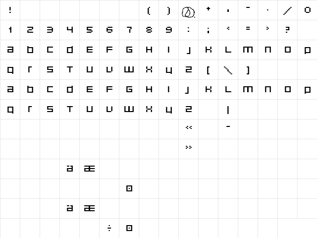 unborn editrion Regular  glyph index