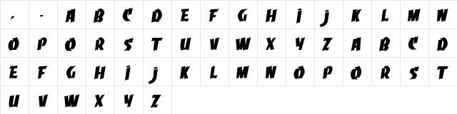 Grumaz Regular  glyph index