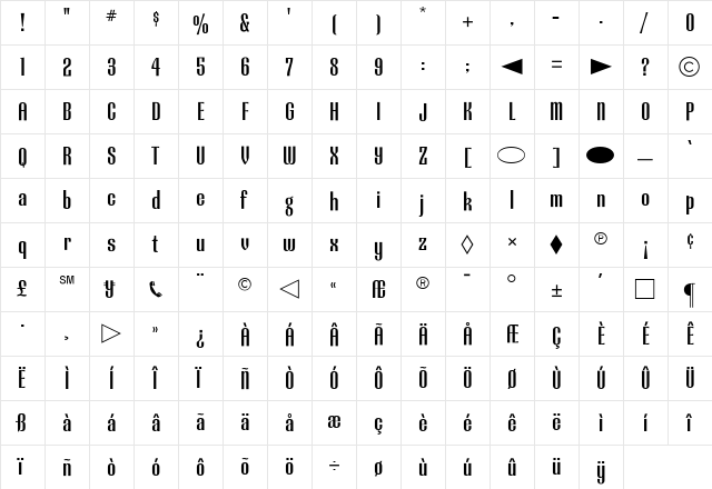 CgRadiantBdExCd Medium  glyph index
