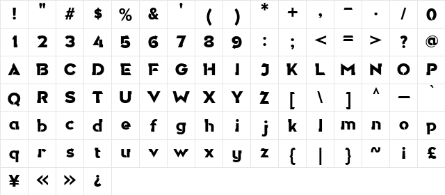 Dirga Extra-Bold  glyph index