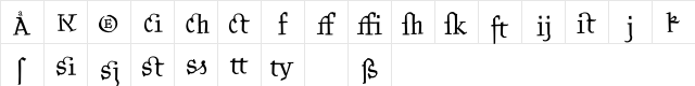 Kantor Ligatures Regular  glyph index