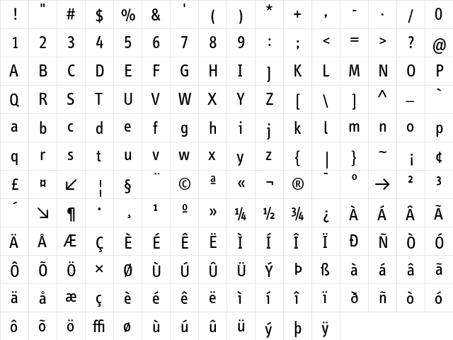 Info Book  glyph index