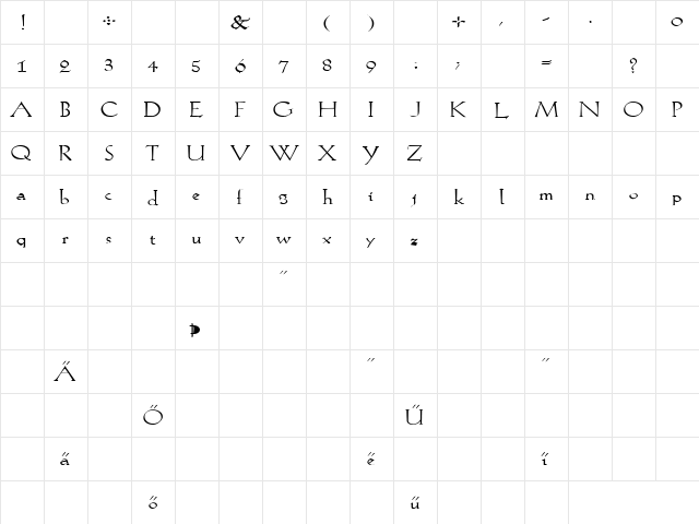 Darkside 1 Regular  glyph index