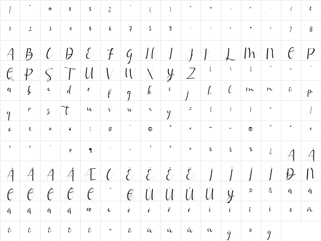 Gietta Regular  glyph index