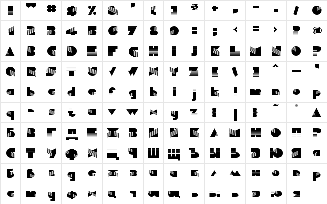 Reval_Cyr Regular  glyph index