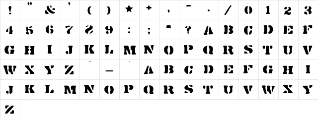 DirtyBakersDozen Regular  glyph index