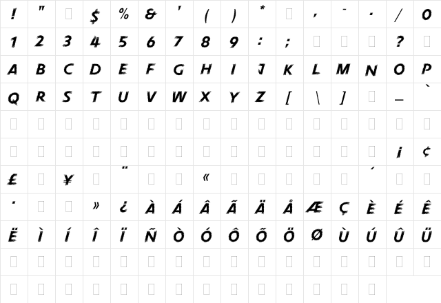PneumaPlain Regular  glyph index