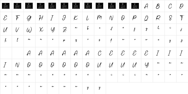 Beauty Kesya Personal Use  glyph index