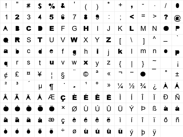Error Regular  glyph index