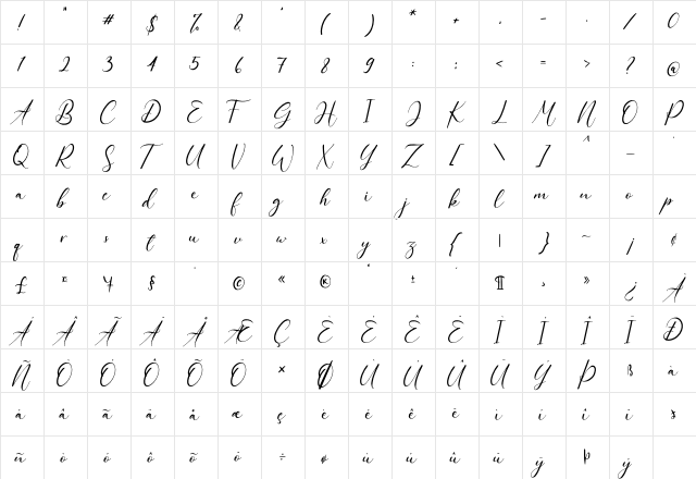 Heallington Regular  glyph index