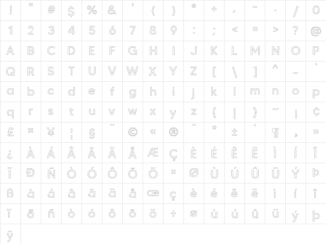MADE Tommy Soft Outline Regular  glyph index
