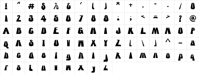 towering Regular  glyph index