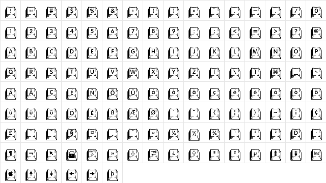 Keycaps Deluxe Regular  glyph index