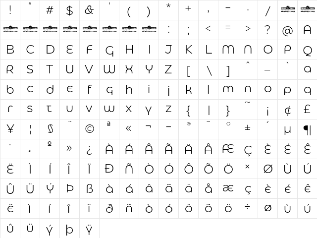 Eastman Alternate Trial Regular Offset  glyph index