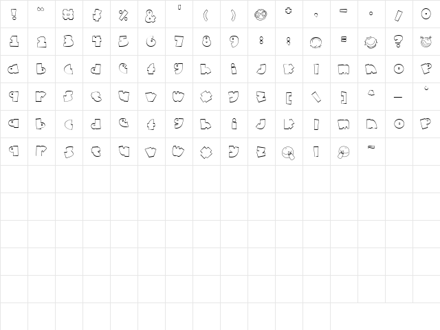 Doodle Baby Face Regular  glyph index
