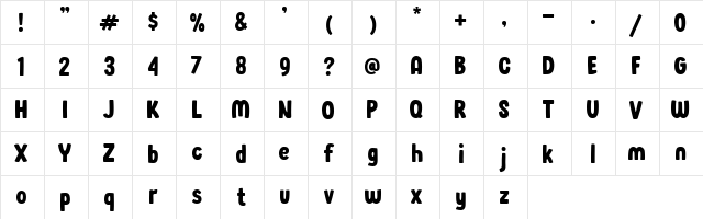 Wonder Boys Regular  glyph index