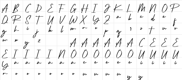 Richness Demo Regular  glyph index