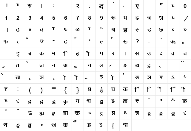 DevLys 010 Bold  glyph index