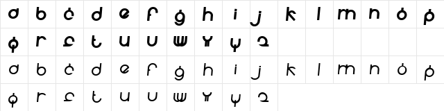 Axis Regular  glyph index