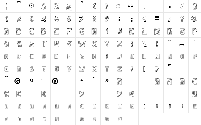 FracasSCapsSSK Regular  glyph index