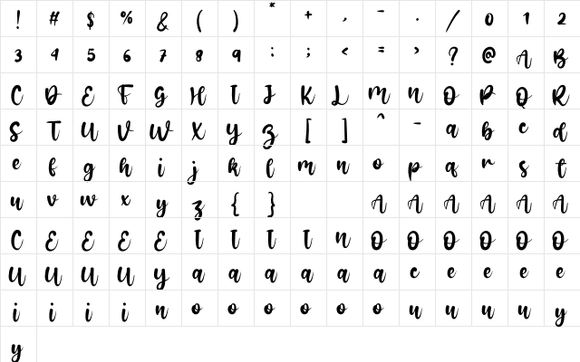 Winter Christmas Regular  glyph index