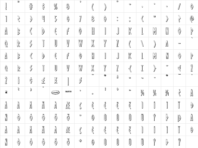 Oh Mighty Isis 3D Regular  glyph index