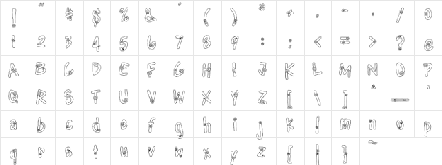 PC Fabric Regular  glyph index