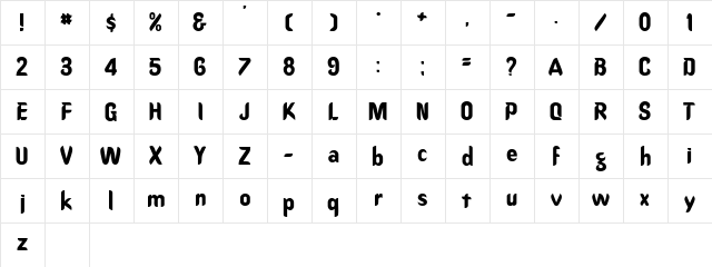 DanceSSK Bold  glyph index