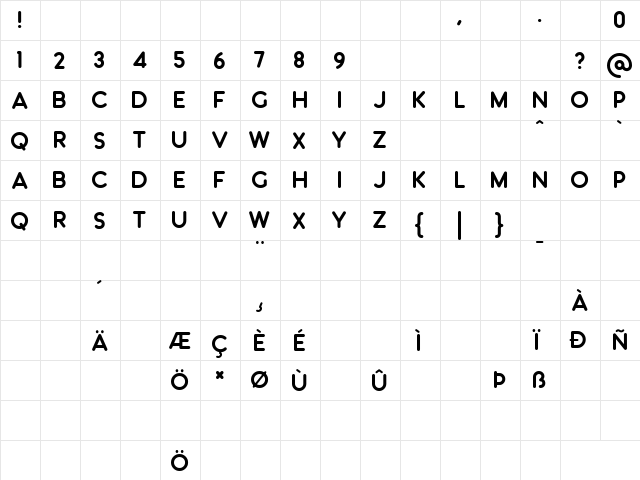 Kڮigsberg Regular  glyph index