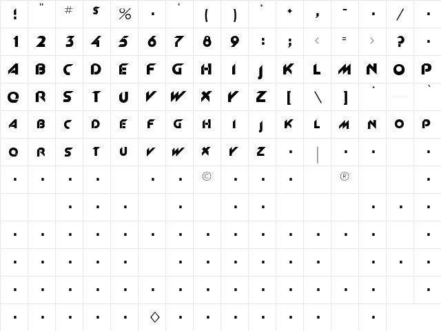 Rsnewgrrtt Regular  glyph index