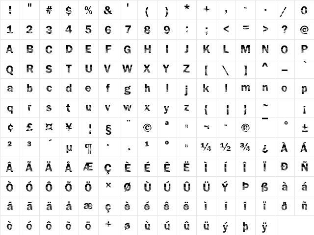 DTCFranklinGotM21 Regular  glyph index