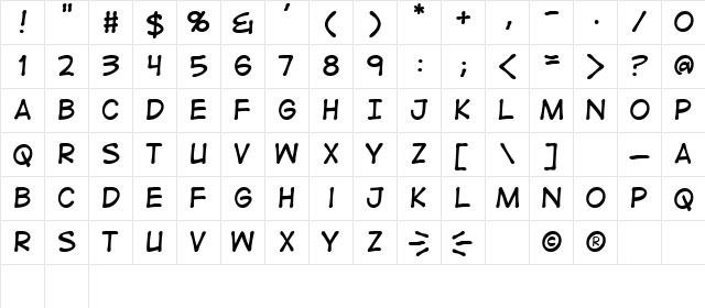 DigitalStrip Regular  glyph index