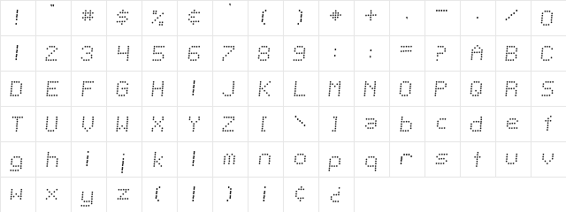 Telegraphic Light Bold Italic  glyph index