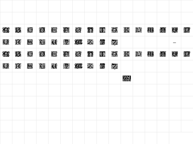 CobleighTitlingCaps Regular  glyph index
