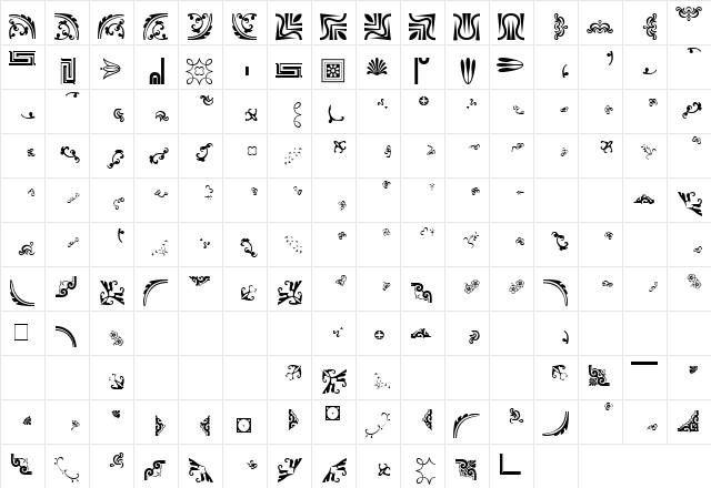 JournalDingbatsThreeSSi Regular  glyph index