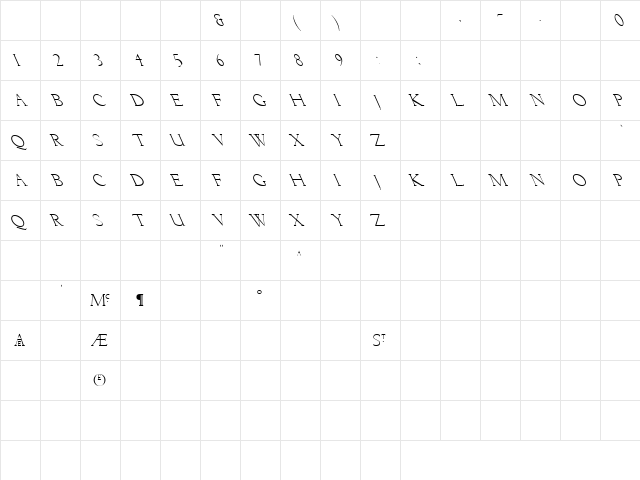 Breathe 1 Regular  glyph index