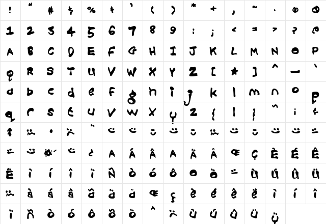 Croobie Regular  glyph index