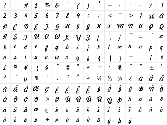 Jott 44 Normal  glyph index