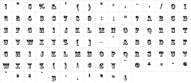Rosalia Regular  glyph index